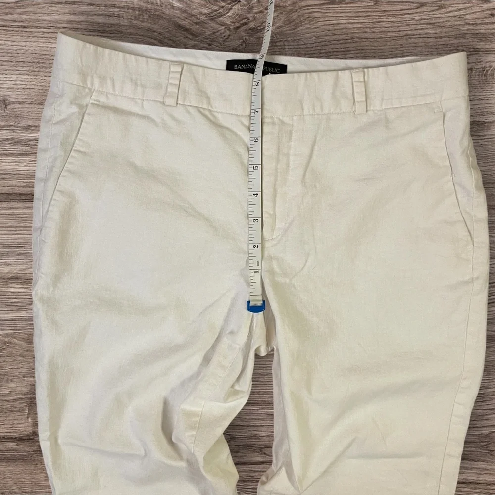 Banana Republic Avery Linen Cotton‎ Straight Leg Pants Cream Off White Size 4